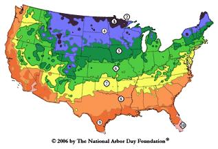 Hardiness Zones from ArborDay.org